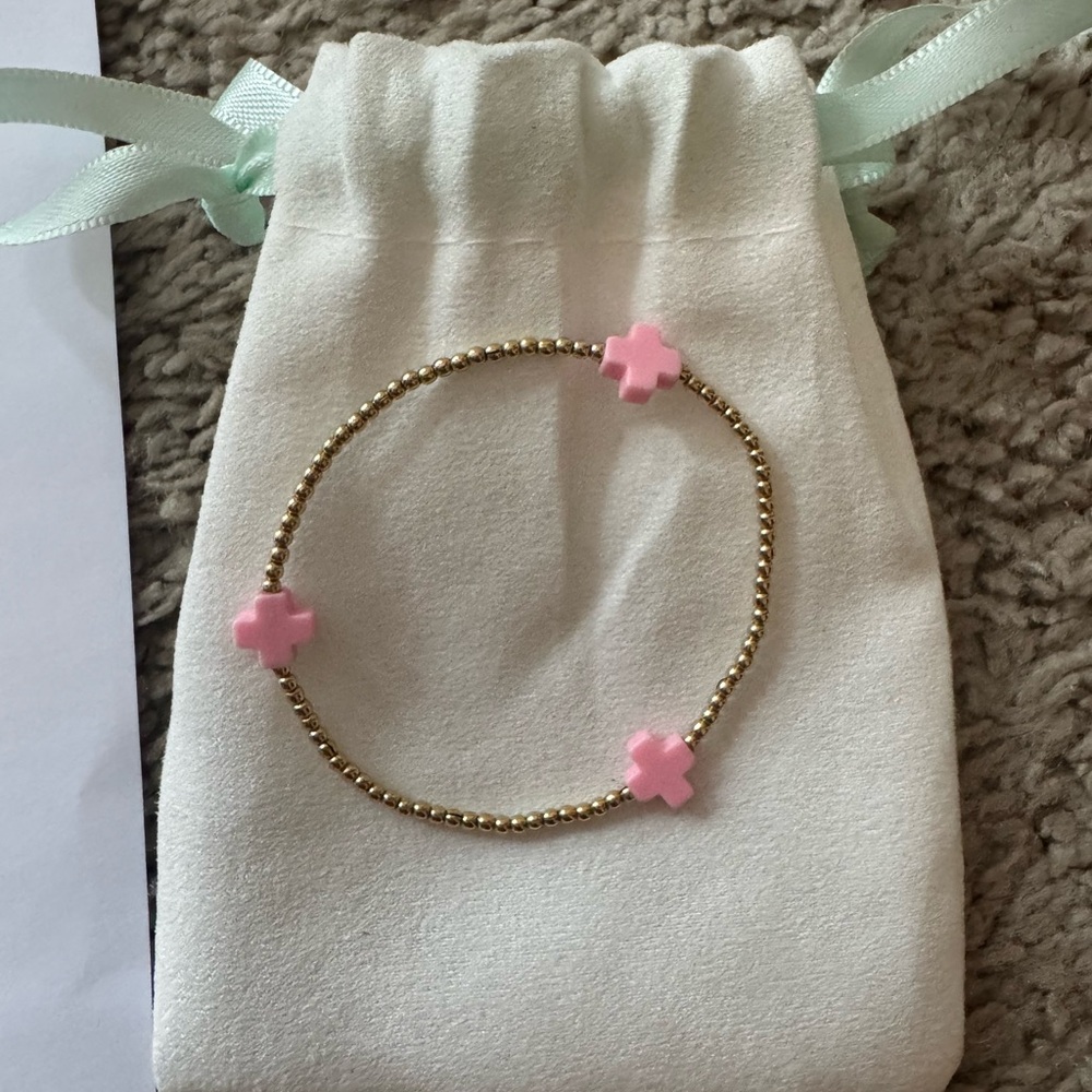 Pink and Gold Beaded Bracelet